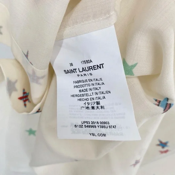 Saint Laurent Star Print Short Sleeve Button Down Shirt